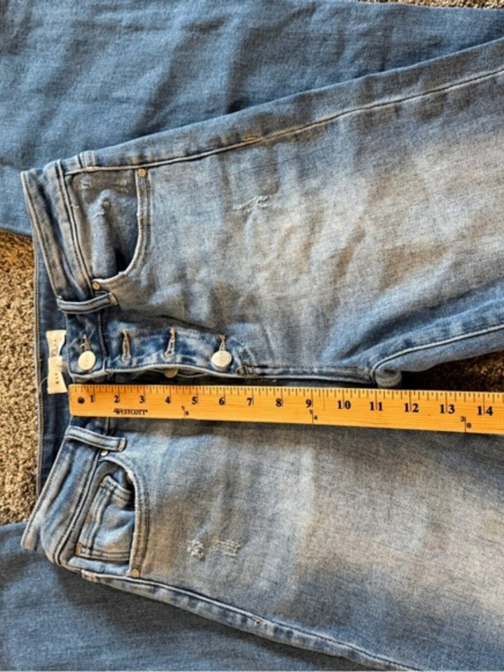 EUC RISEN High-Rise Button-Fly Light Wash Jeans SZ 7 stretch boutique